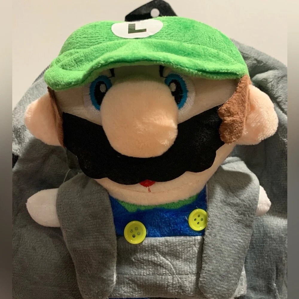 Luigi Bag Super Mario Bros Luigi Soft Small Bag-pack. Luigi plush Bag - Picture 3 of 4